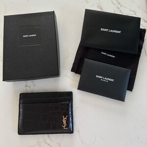 YSL Crocodile-Embossed Card Holder